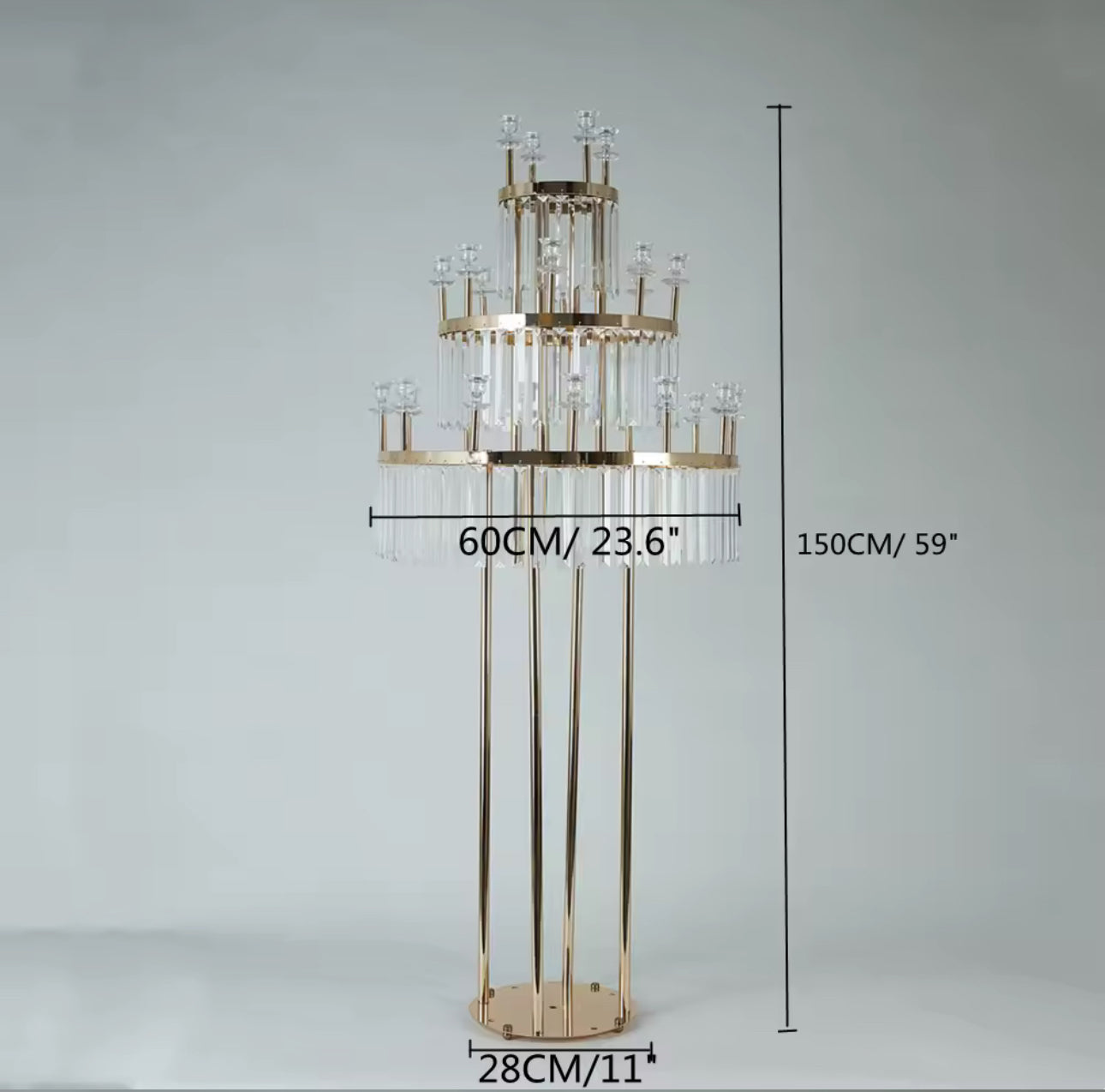 Gold Iron Candelabra with Acrylic 59" H