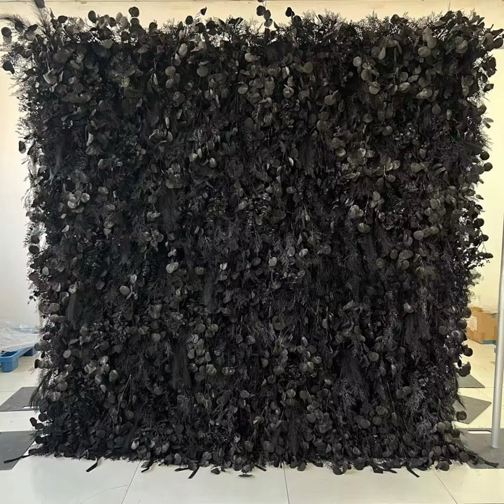 Black Pampas Floral Wall 8'x8'