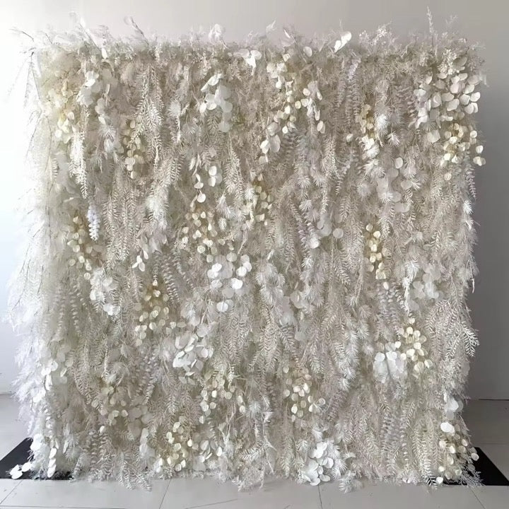 White Pampas Floral Wall 8'x8'