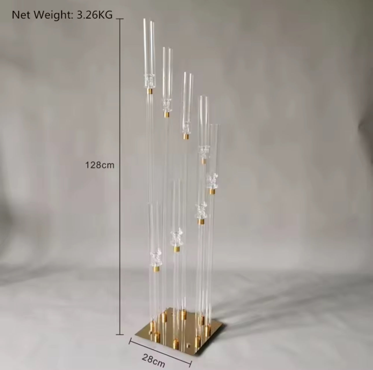 Acrylic Table Candelabra 8-Head Wedding Candle Holder 51"H