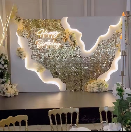 Luxury White LED PVC Acrylic Wall Backdrop Decoration