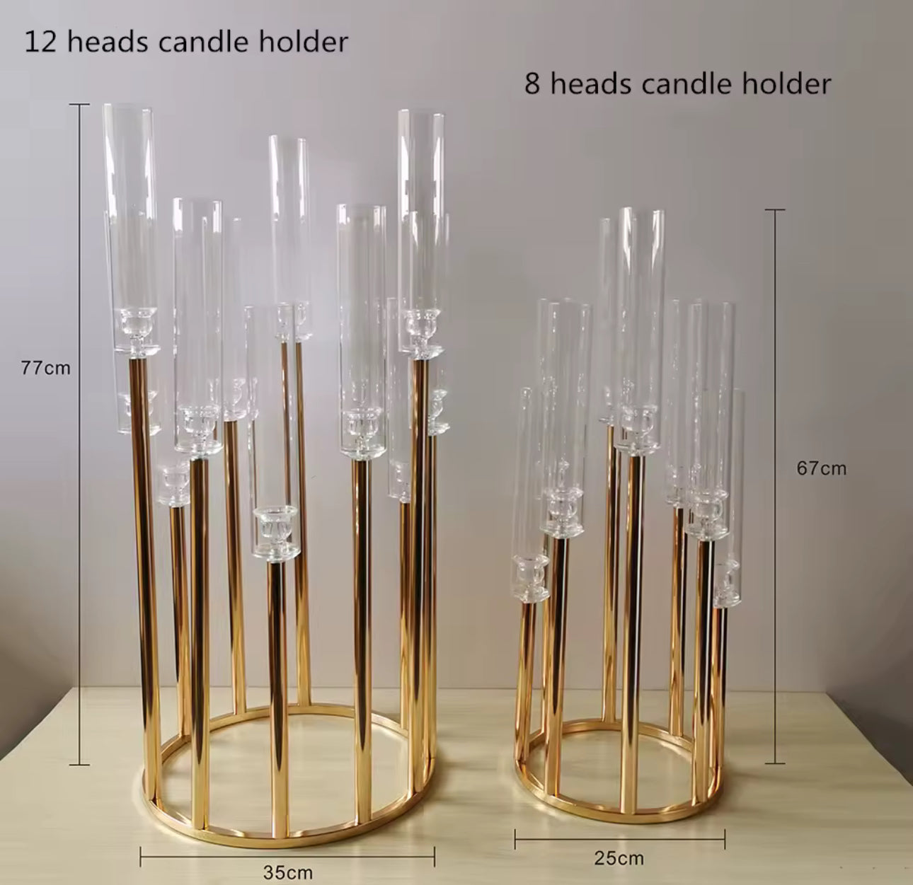 Gold Acrylic Round Gold Candelabra