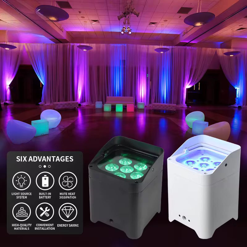 10pcs 6x18W Wireless DMX Battery Powered Wifi LED Uplight Par up Light with Charge Case for Wedding Party Bar