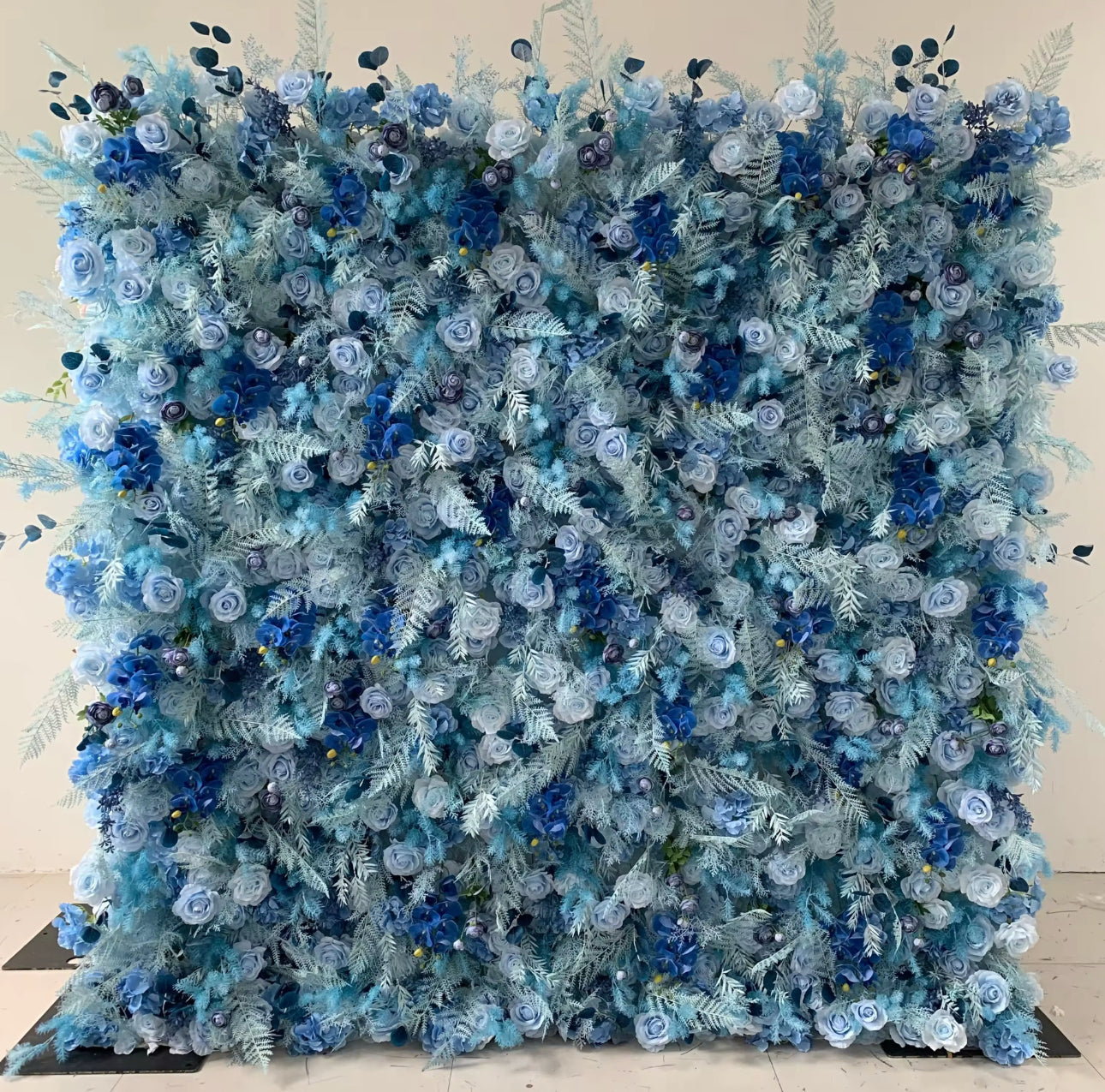 Blue Rose and Pampas Floral Wall 8'X8'