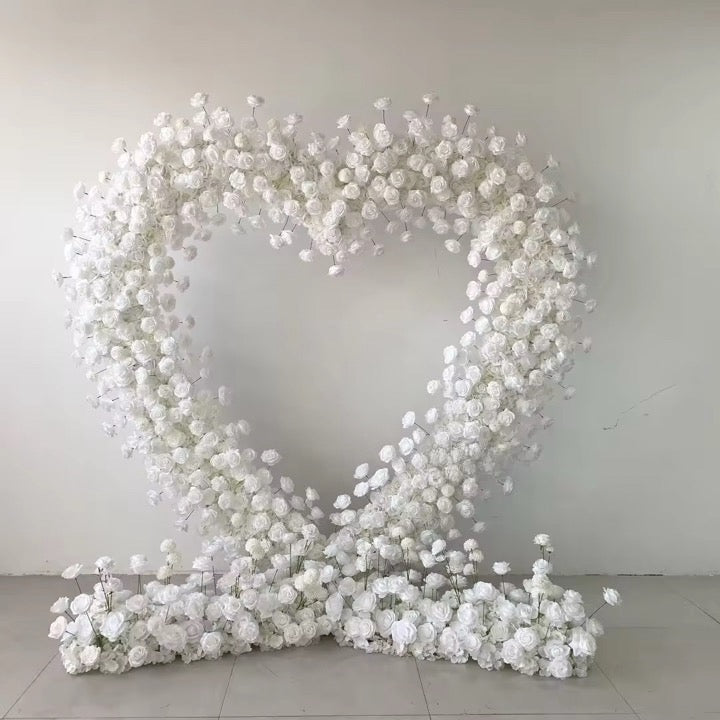 Heart Shaped Flower Arch 6.5'H with Floral Runner