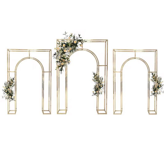 3pc Set Gold Luxury Wedding Arch Backdrop
