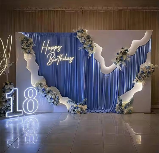 Luxury White LED PVC Acrylic Wall Backdrop Decoration