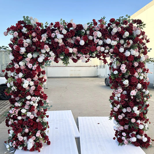 Burgundy Blush and White Floral Arch 8'x8'