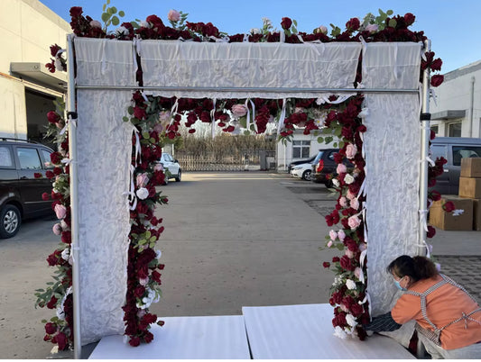 Burgundy Blush and White Floral Arch 8'x8'