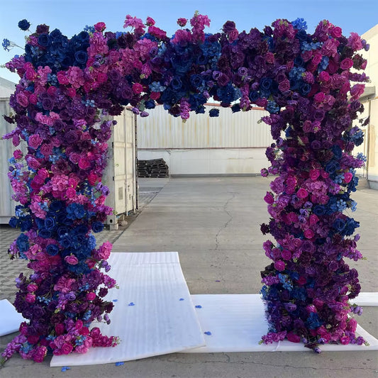 Dark Purple Blue and Fuchsia Floral Arch 8'x8'