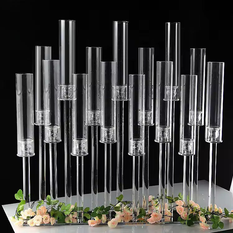 15 Arm Crystal Glass Candelabra 29.5"H