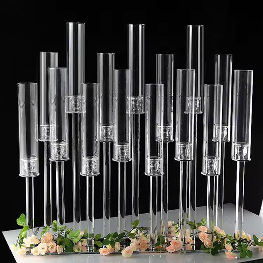 15 Arm Crystal Glass Candelabra 29.5"H