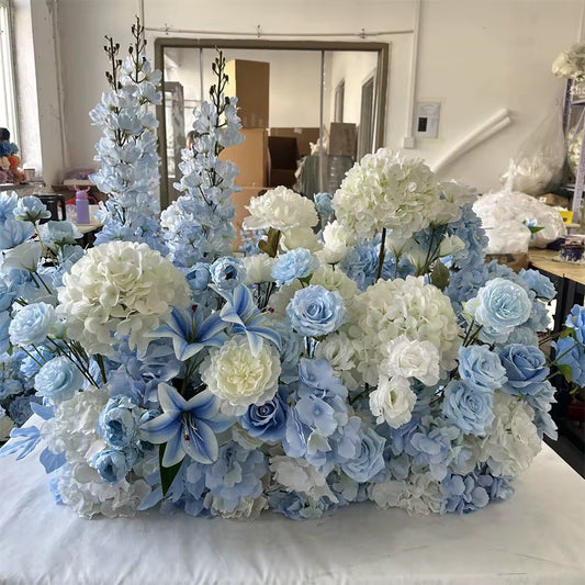Arrangement Blue and White Aisle Flower Runner