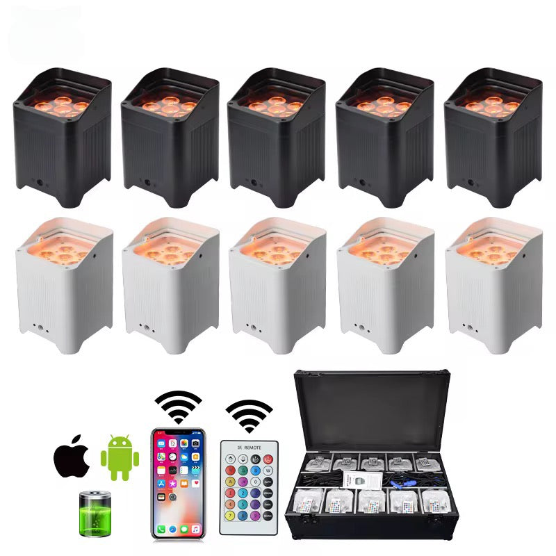 10pcs 6x18W Wireless DMX Battery Powered Wifi LED Uplight Par up Light with Charge Case for Wedding Party Bar