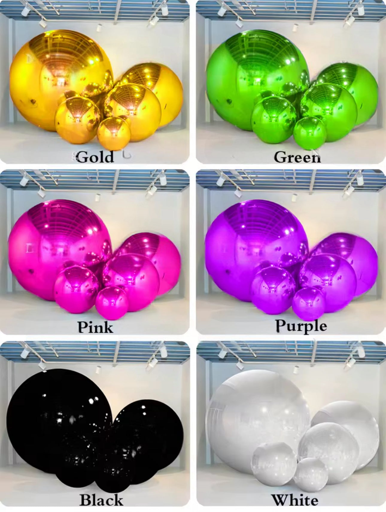 Sizes 16in-31in Inflatable Metallic Chrome Mirror Balls Orbtz