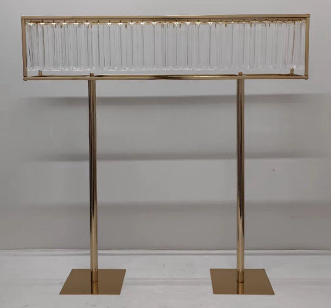 Square Table Flower Stand Crystal Decorative Gold